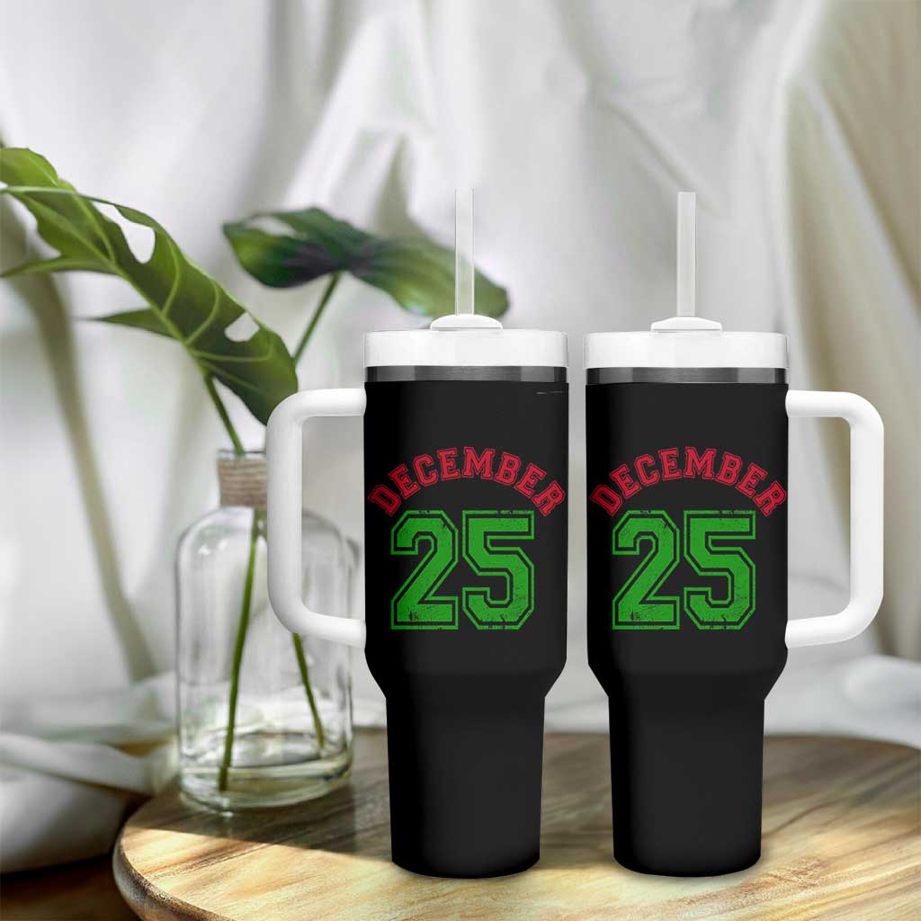 December 25 Christmas Sport Jersey Number Xmas Tumbler With Handle - Wonder Print Shop