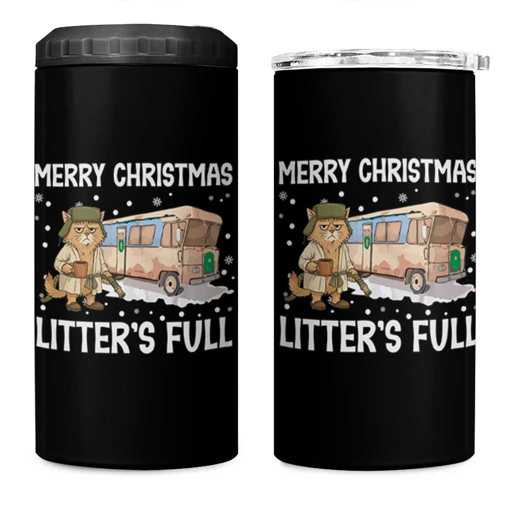 Funny Merry Christmas Litter's Full Cat Parody 4 in 1 Can Cooler Tumbler Xmas Movie - Wonder Print Shop