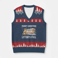 Funny Merry Xmas Litter's Full Cat Parody V-Neck Knit Sweater Vest Xmas Movie - Wonder Print Shop