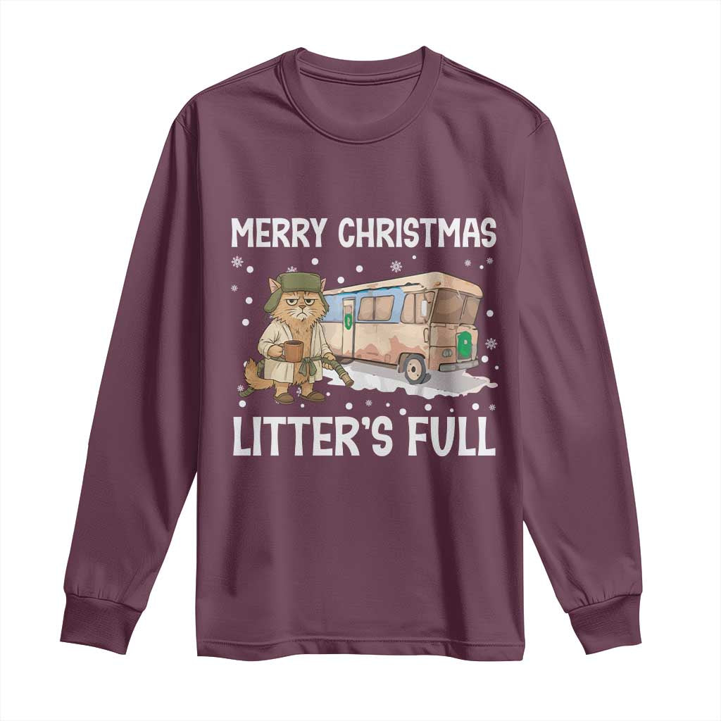 Funny Merry Christmas Litter's Full Cat Parody Long Sleeve Shirt Xmas Movie - Wonder Print Shop