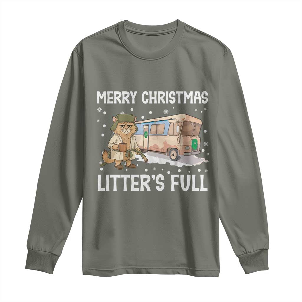Funny Merry Christmas Litter's Full Cat Parody Long Sleeve Shirt Xmas Movie - Wonder Print Shop