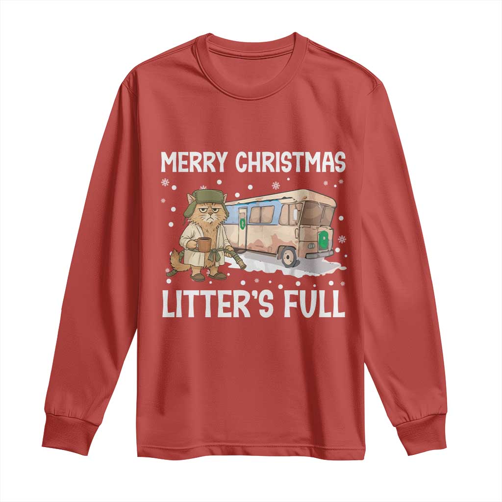 Funny Merry Christmas Litter's Full Cat Parody Long Sleeve Shirt Xmas Movie - Wonder Print Shop