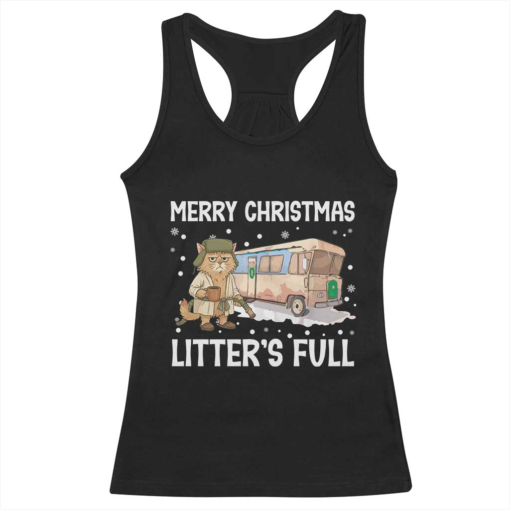 Funny Merry Christmas Litter's Full Cat Parody Racerback Tank Top Xmas Movie - Wonder Print Shop
