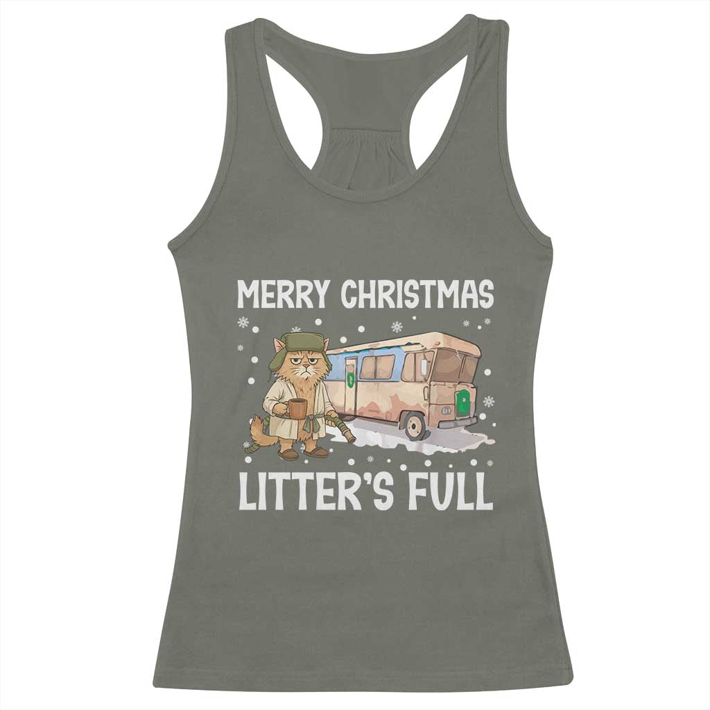 Funny Merry Christmas Litter's Full Cat Parody Racerback Tank Top Xmas Movie - Wonder Print Shop