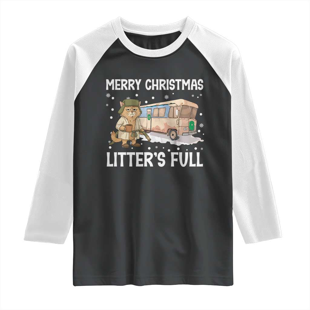 Funny Merry Christmas Litter's Full Cat Parody Raglan Shirt Xmas Movie - Wonder Print Shop