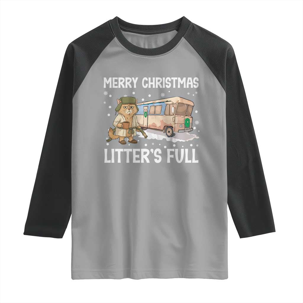 Funny Merry Christmas Litter's Full Cat Parody Raglan Shirt Xmas Movie - Wonder Print Shop