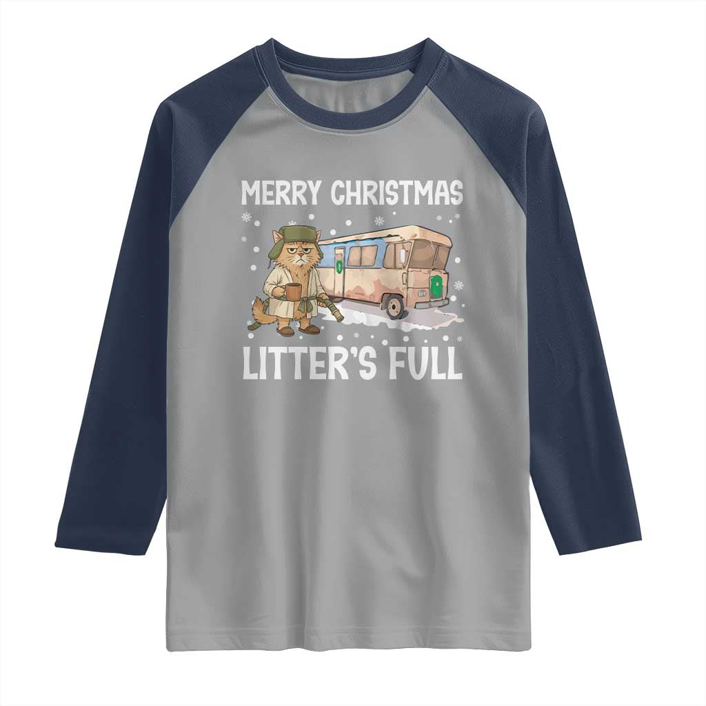 Funny Merry Christmas Litter's Full Cat Parody Raglan Shirt Xmas Movie - Wonder Print Shop