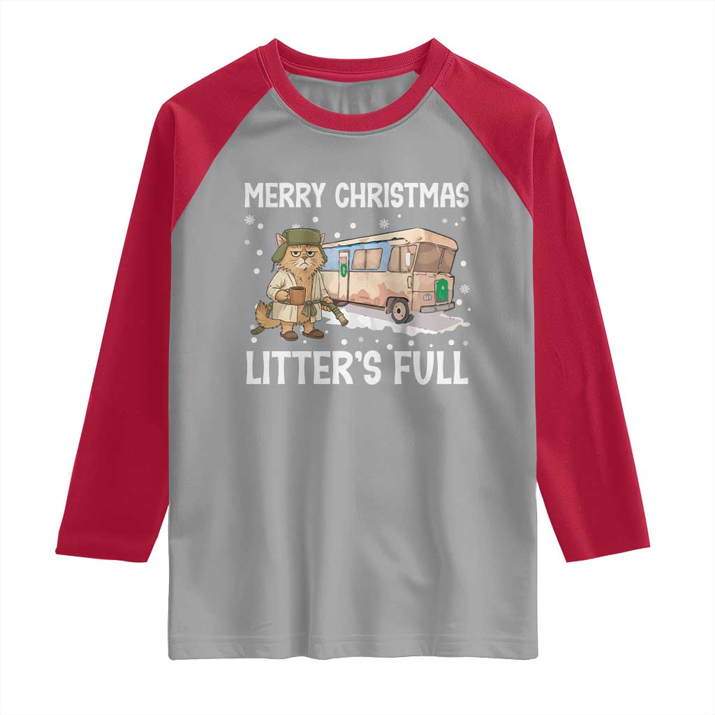Funny Merry Christmas Litter's Full Cat Parody Raglan Shirt Xmas Movie - Wonder Print Shop