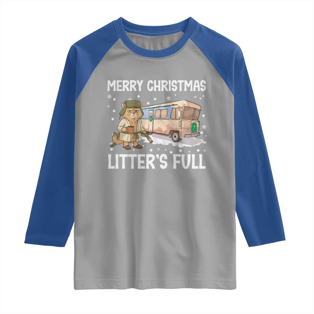 Funny Merry Christmas Litter's Full Cat Parody Raglan Shirt Xmas Movie - Wonder Print Shop