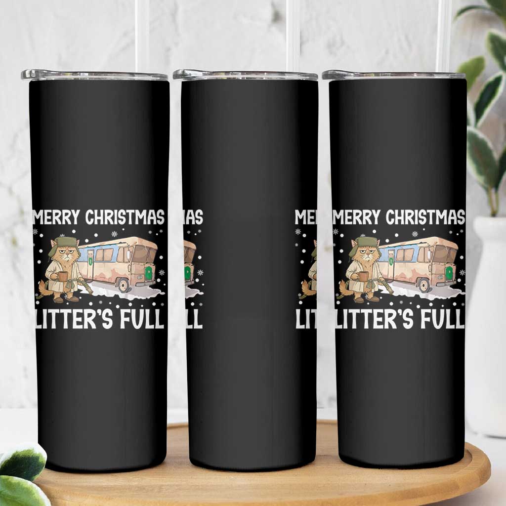 Funny Merry Christmas Litter's Full Cat Parody Skinny Tumbler Xmas Movie - Wonder Print Shop