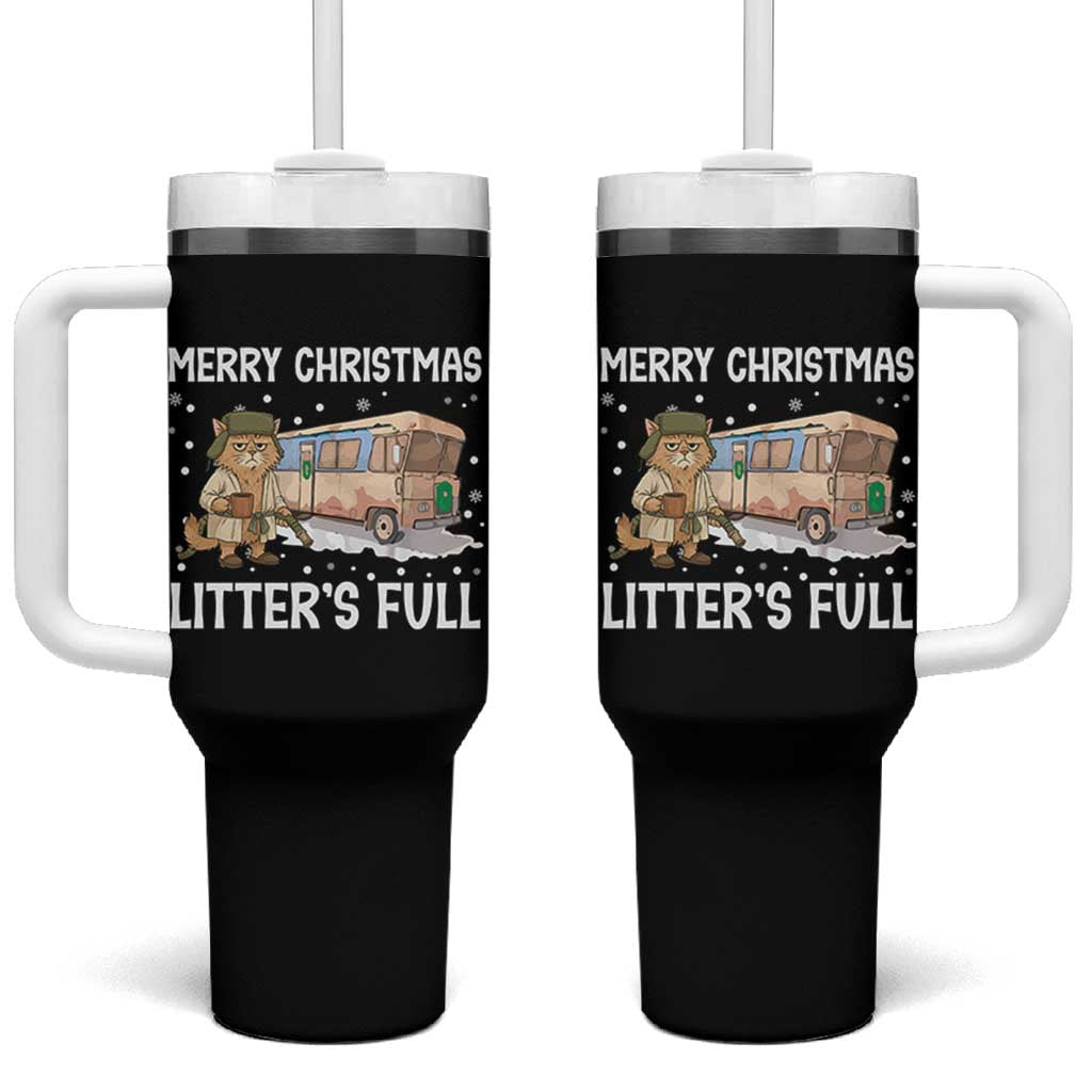 Funny Merry Christmas Litter's Full Cat Parody Tumbler With Handle Xmas Movie - Wonder Print Shop