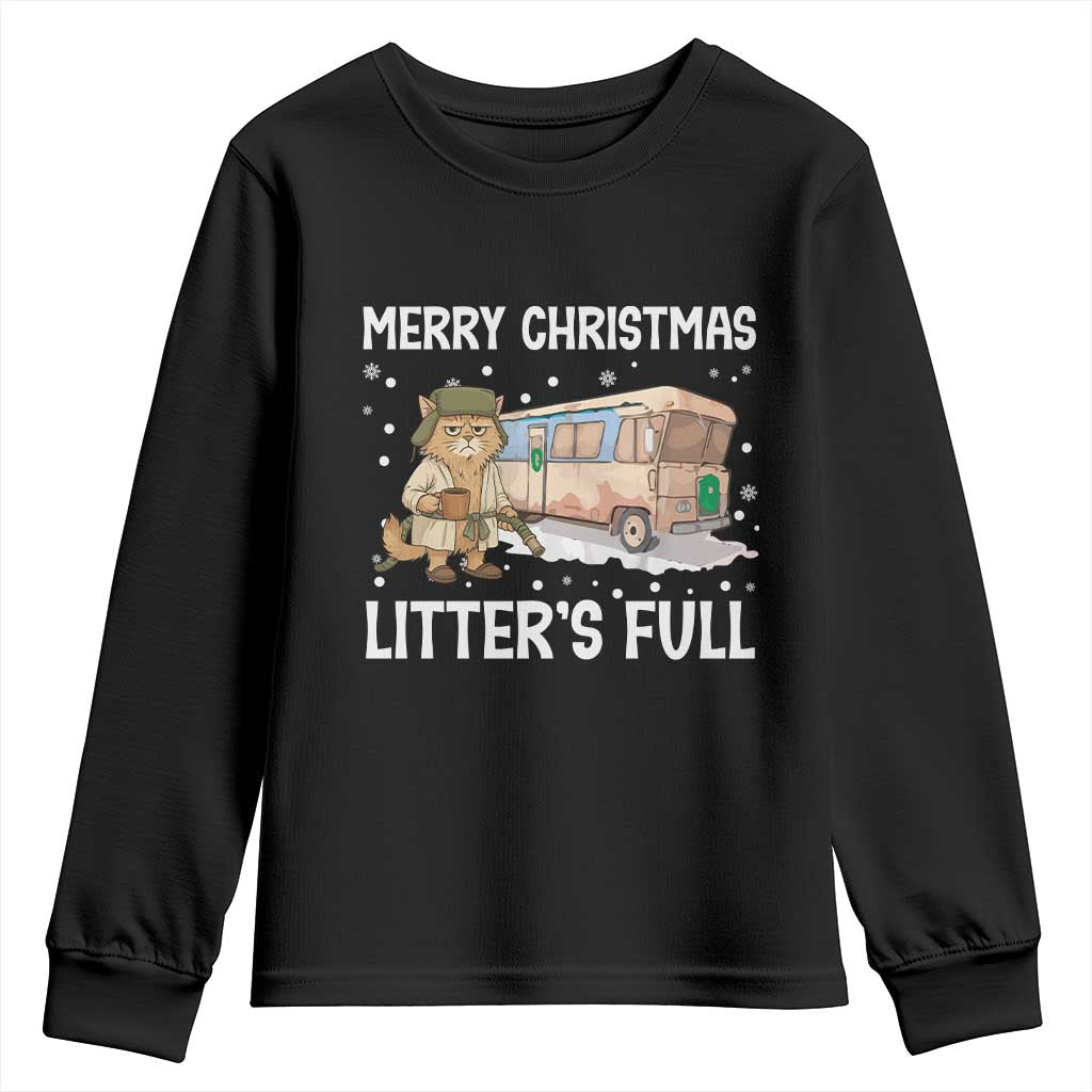Funny Merry Christmas Litter's Full Cat Parody Youth Sweatshirt Xmas Movie - Wonder Print Shop