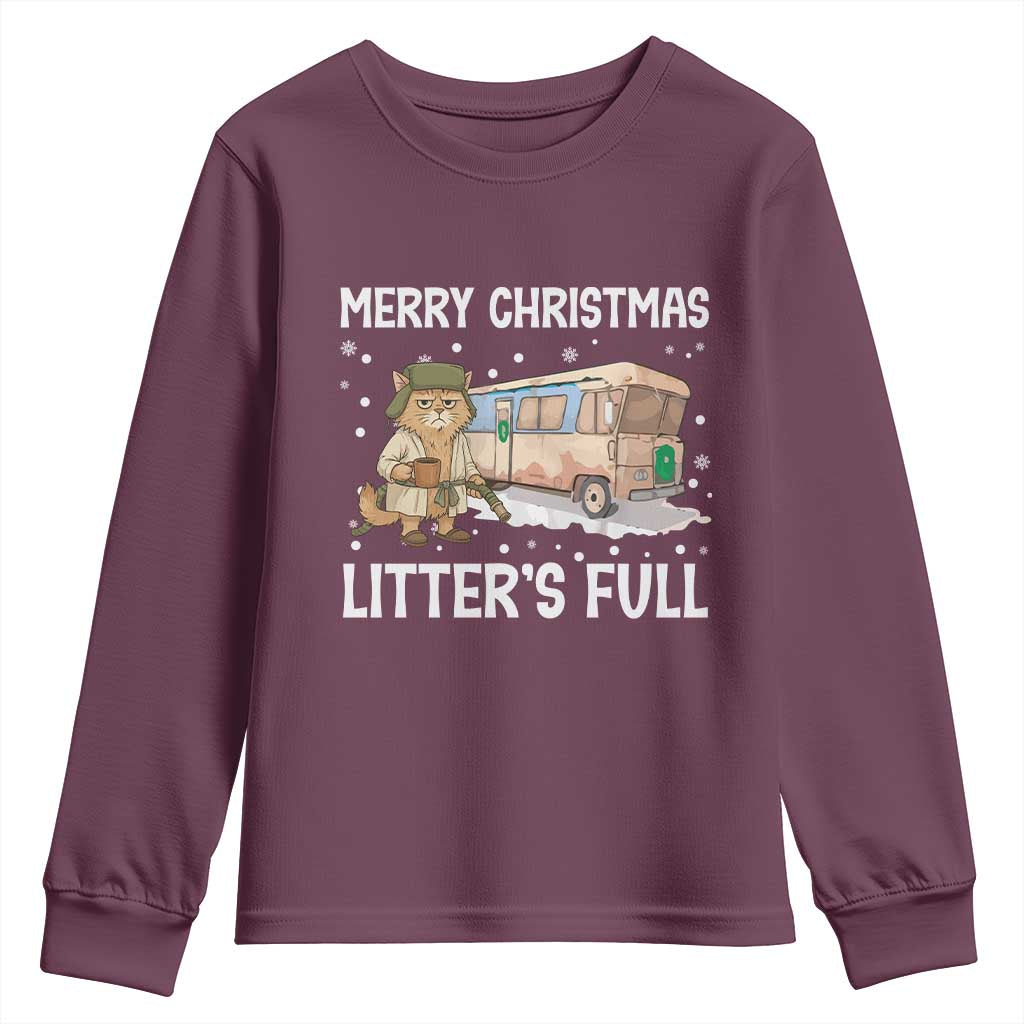 Funny Merry Christmas Litter's Full Cat Parody Youth Sweatshirt Xmas Movie - Wonder Print Shop