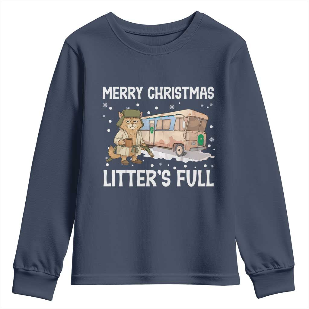 Funny Merry Christmas Litter's Full Cat Parody Youth Sweatshirt Xmas Movie - Wonder Print Shop
