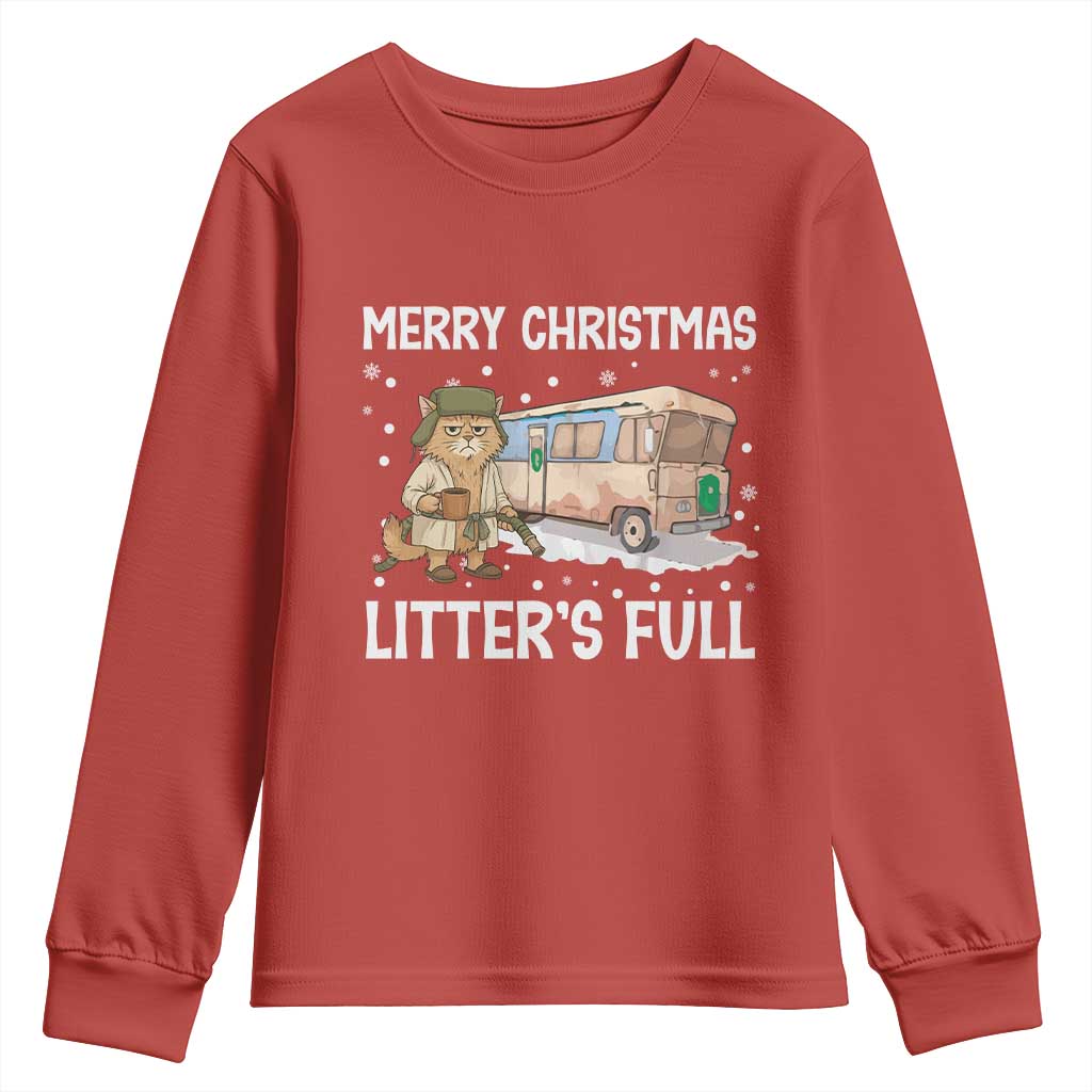 Funny Merry Christmas Litter's Full Cat Parody Youth Sweatshirt Xmas Movie - Wonder Print Shop