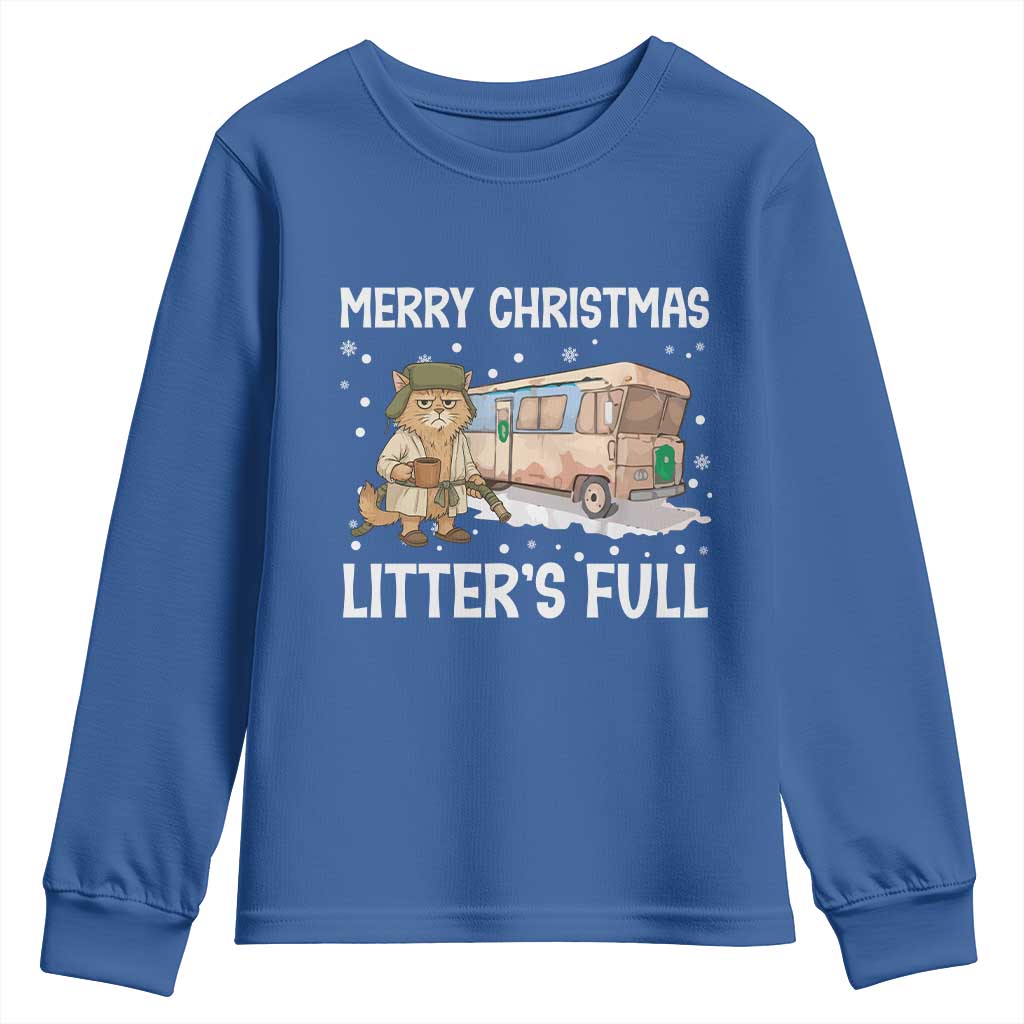 Funny Merry Christmas Litter's Full Cat Parody Youth Sweatshirt Xmas Movie - Wonder Print Shop