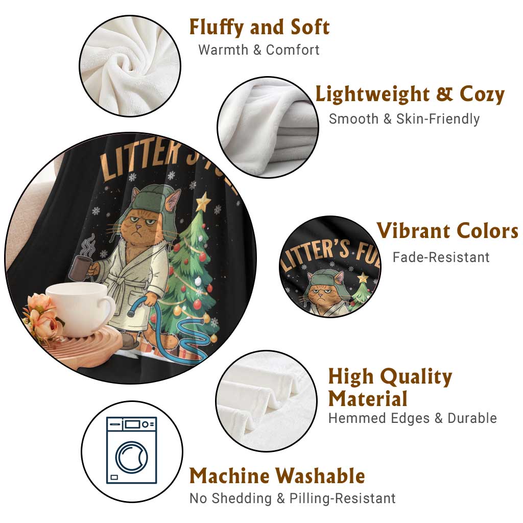 Funny Christmas Vacation Movie Litter's Full Cat Throw Blanket Xmas Tree - Wonder Print Shop