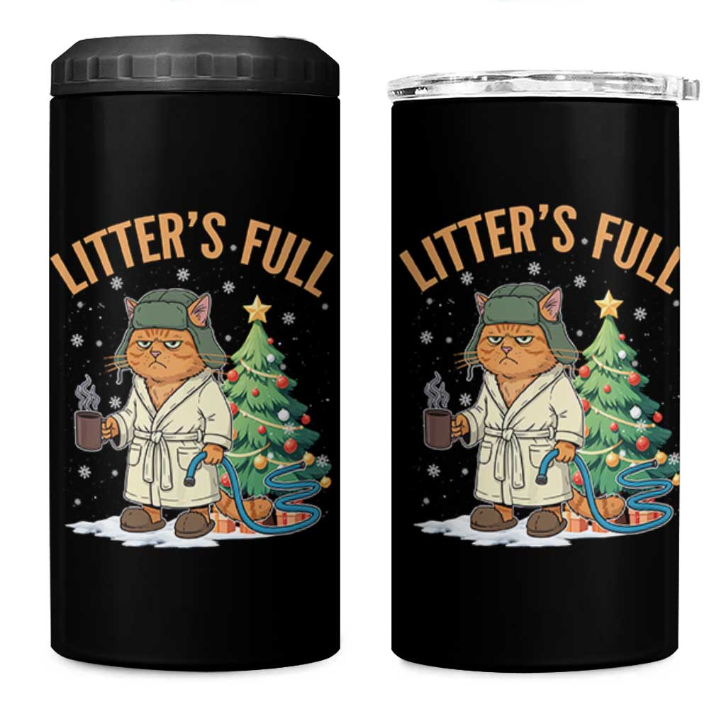 Funny Christmas Vacation Movie Litter's Full Cat 4 in 1 Can Cooler Tumbler Xmas Tree - Wonder Print Shop