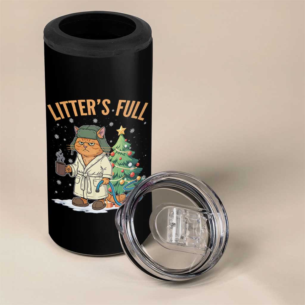 Funny Christmas Vacation Movie Litter's Full Cat 4 in 1 Can Cooler Tumbler Xmas Tree - Wonder Print Shop