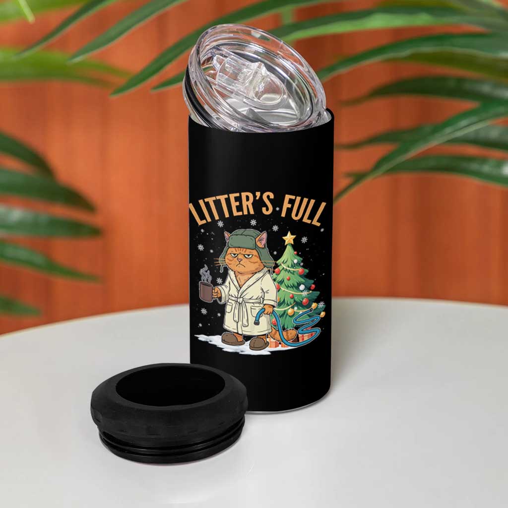 Funny Christmas Vacation Movie Litter's Full Cat 4 in 1 Can Cooler Tumbler Xmas Tree - Wonder Print Shop