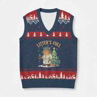 Funny Xmas Vacation Movie Litter's Full Cat V-Neck Knit Sweater Vest Xmas Tree - Wonder Print Shop