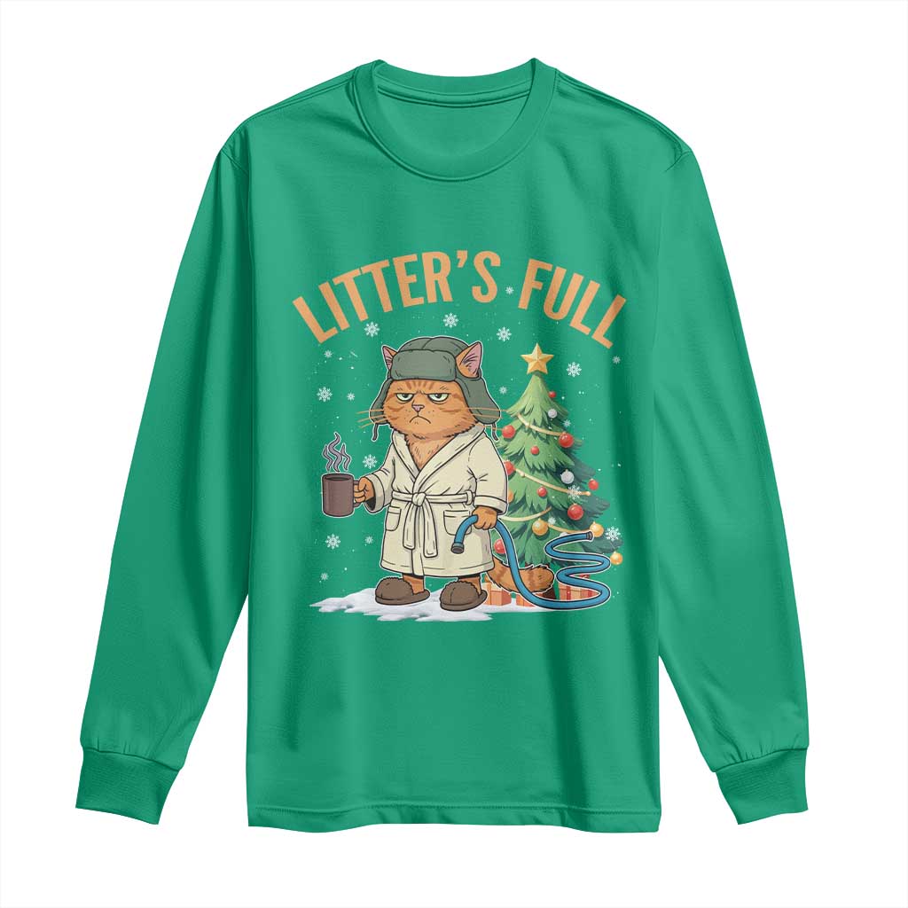 Funny Christmas Vacation Movie Litter's Full Cat Long Sleeve Shirt Xmas Tree - Wonder Print Shop