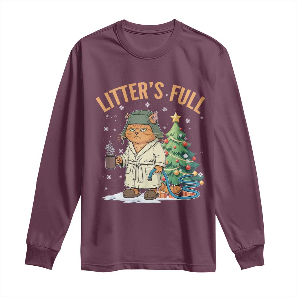 Funny Christmas Vacation Movie Litter's Full Cat Long Sleeve Shirt Xmas Tree - Wonder Print Shop