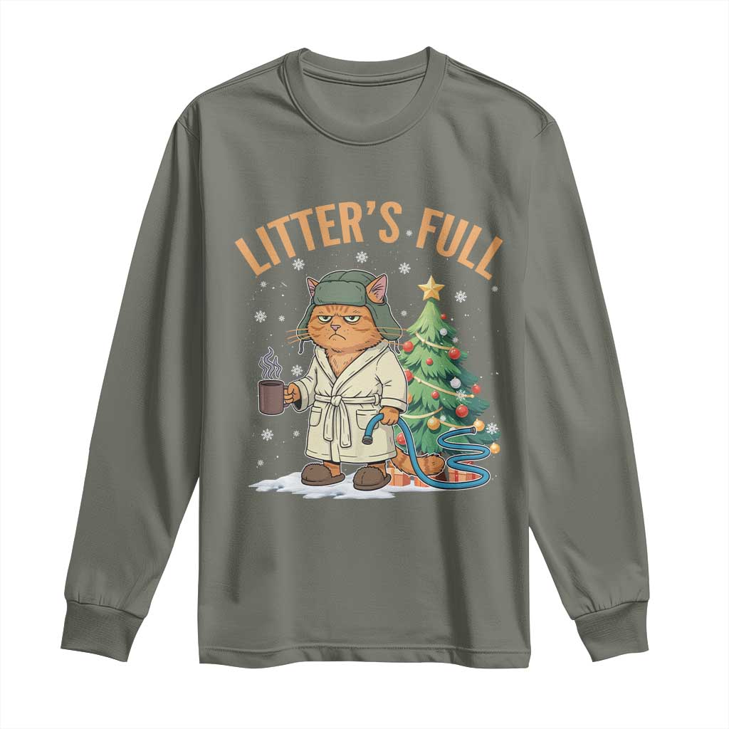 Funny Christmas Vacation Movie Litter's Full Cat Long Sleeve Shirt Xmas Tree - Wonder Print Shop