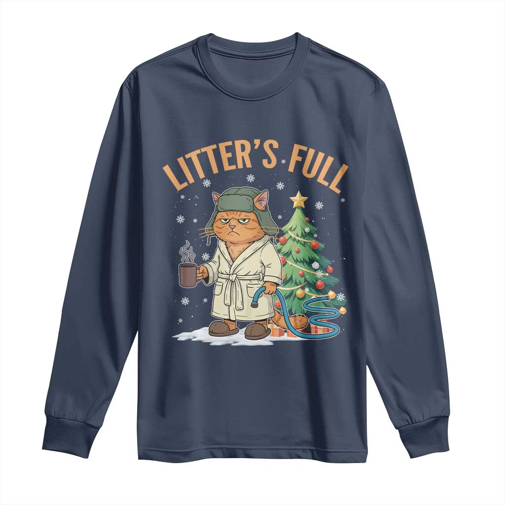 Funny Christmas Vacation Movie Litter's Full Cat Long Sleeve Shirt Xmas Tree - Wonder Print Shop