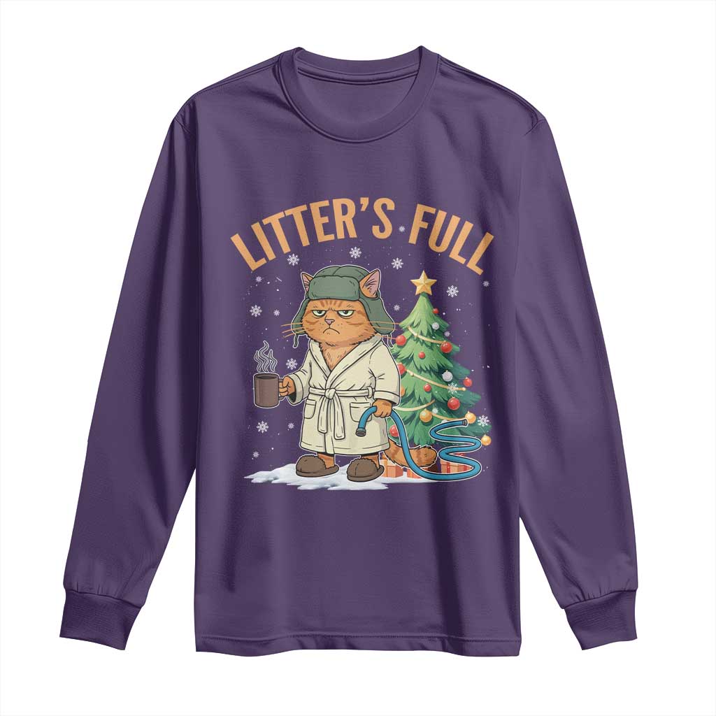 Funny Christmas Vacation Movie Litter's Full Cat Long Sleeve Shirt Xmas Tree - Wonder Print Shop
