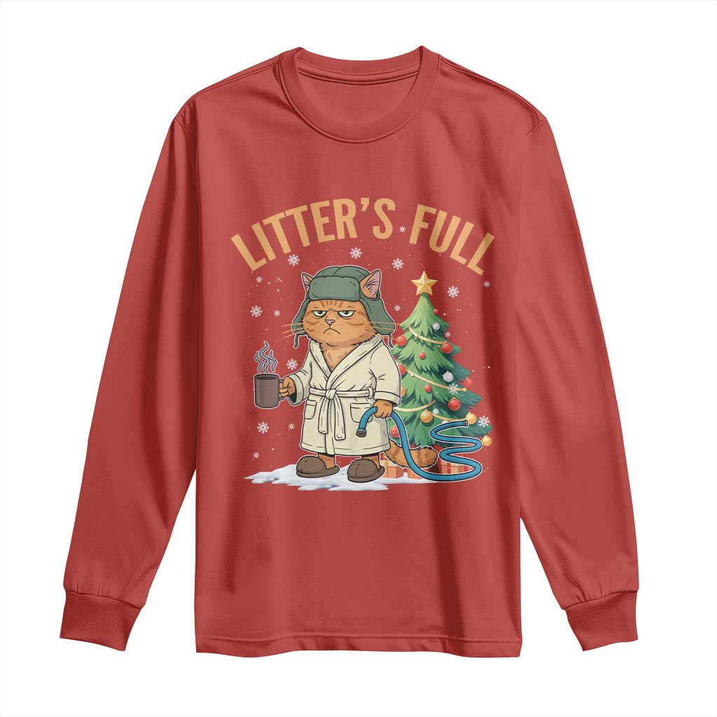 Funny Christmas Vacation Movie Litter's Full Cat Long Sleeve Shirt Xmas Tree - Wonder Print Shop