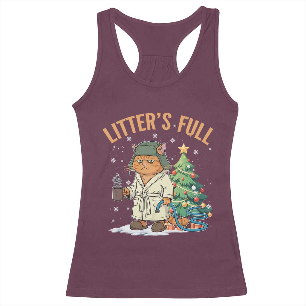 Funny Christmas Vacation Movie Litter's Full Cat Racerback Tank Top Xmas Tree - Wonder Print Shop