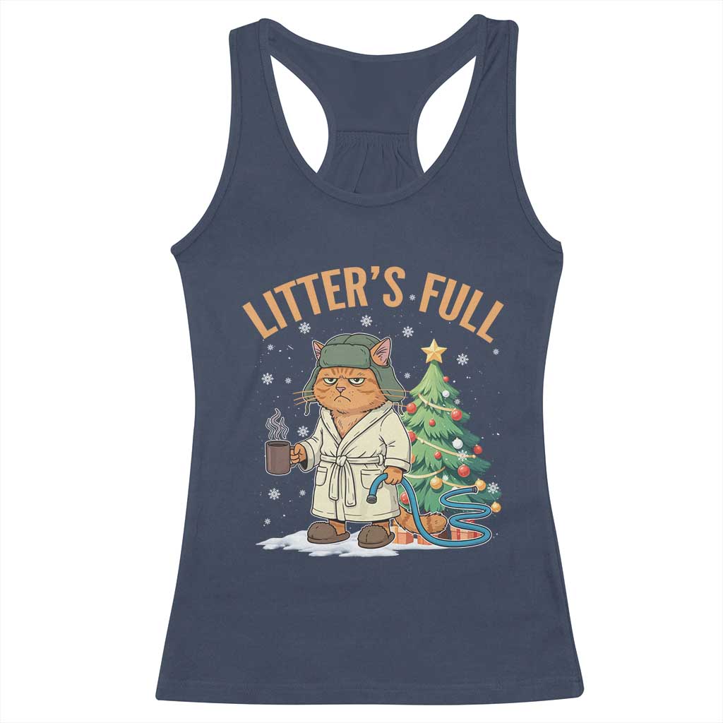 Funny Christmas Vacation Movie Litter's Full Cat Racerback Tank Top Xmas Tree - Wonder Print Shop