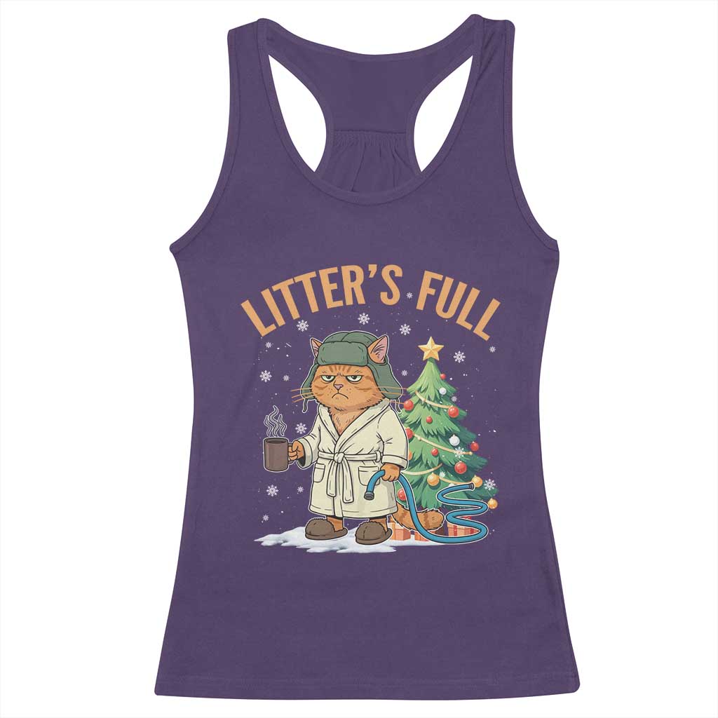 Funny Christmas Vacation Movie Litter's Full Cat Racerback Tank Top Xmas Tree - Wonder Print Shop