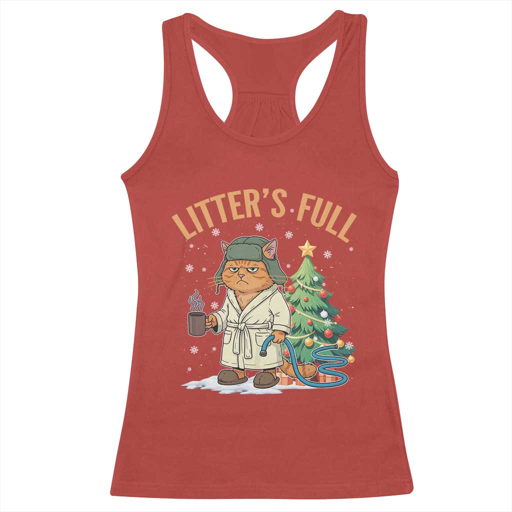 Funny Christmas Vacation Movie Litter's Full Cat Racerback Tank Top Xmas Tree - Wonder Print Shop