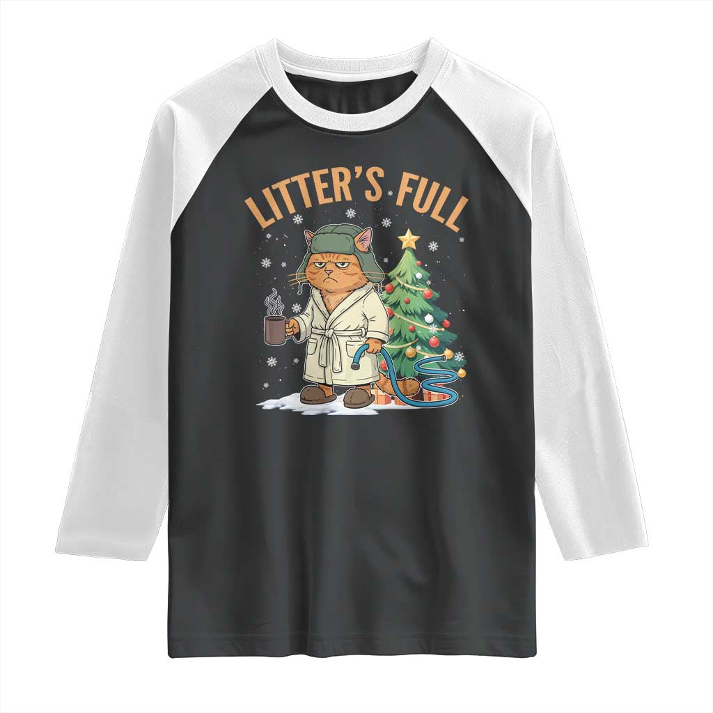 Funny Christmas Vacation Movie Litter's Full Cat Raglan Shirt Xmas Tree - Wonder Print Shop