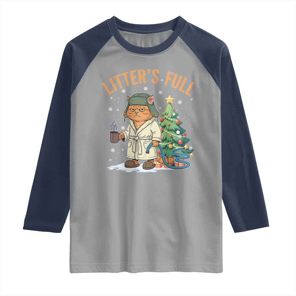 Funny Christmas Vacation Movie Litter's Full Cat Raglan Shirt Xmas Tree - Wonder Print Shop