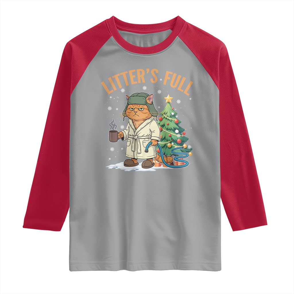 Funny Christmas Vacation Movie Litter's Full Cat Raglan Shirt Xmas Tree - Wonder Print Shop