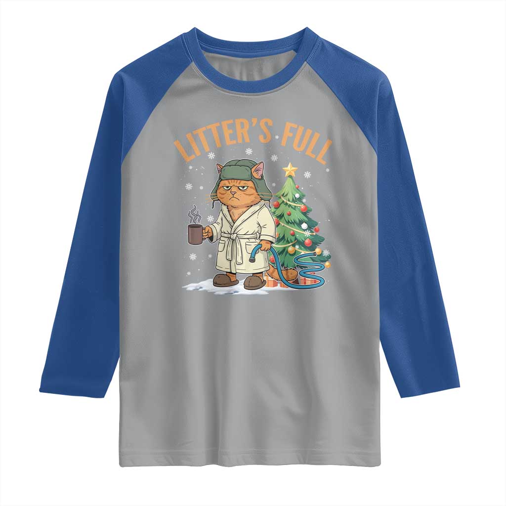 Funny Christmas Vacation Movie Litter's Full Cat Raglan Shirt Xmas Tree - Wonder Print Shop