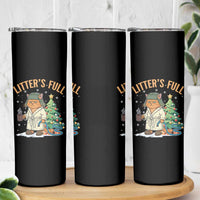 Funny Christmas Vacation Movie Litter's Full Cat Skinny Tumbler Xmas Tree - Wonder Print Shop