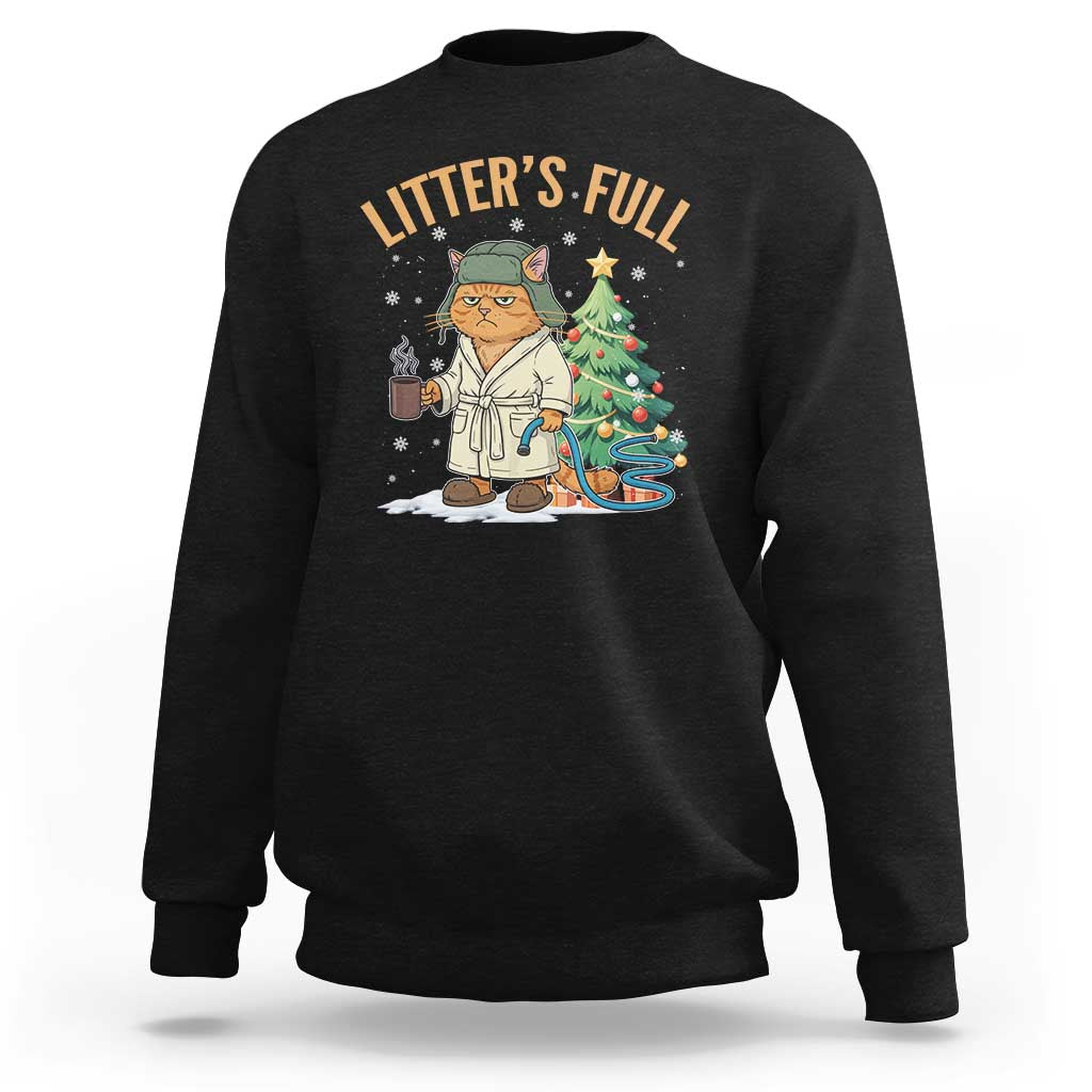 Funny Christmas Vacation Movie Litter's Full Cat Sweatshirt Xmas Tree - Wonder Print Shop