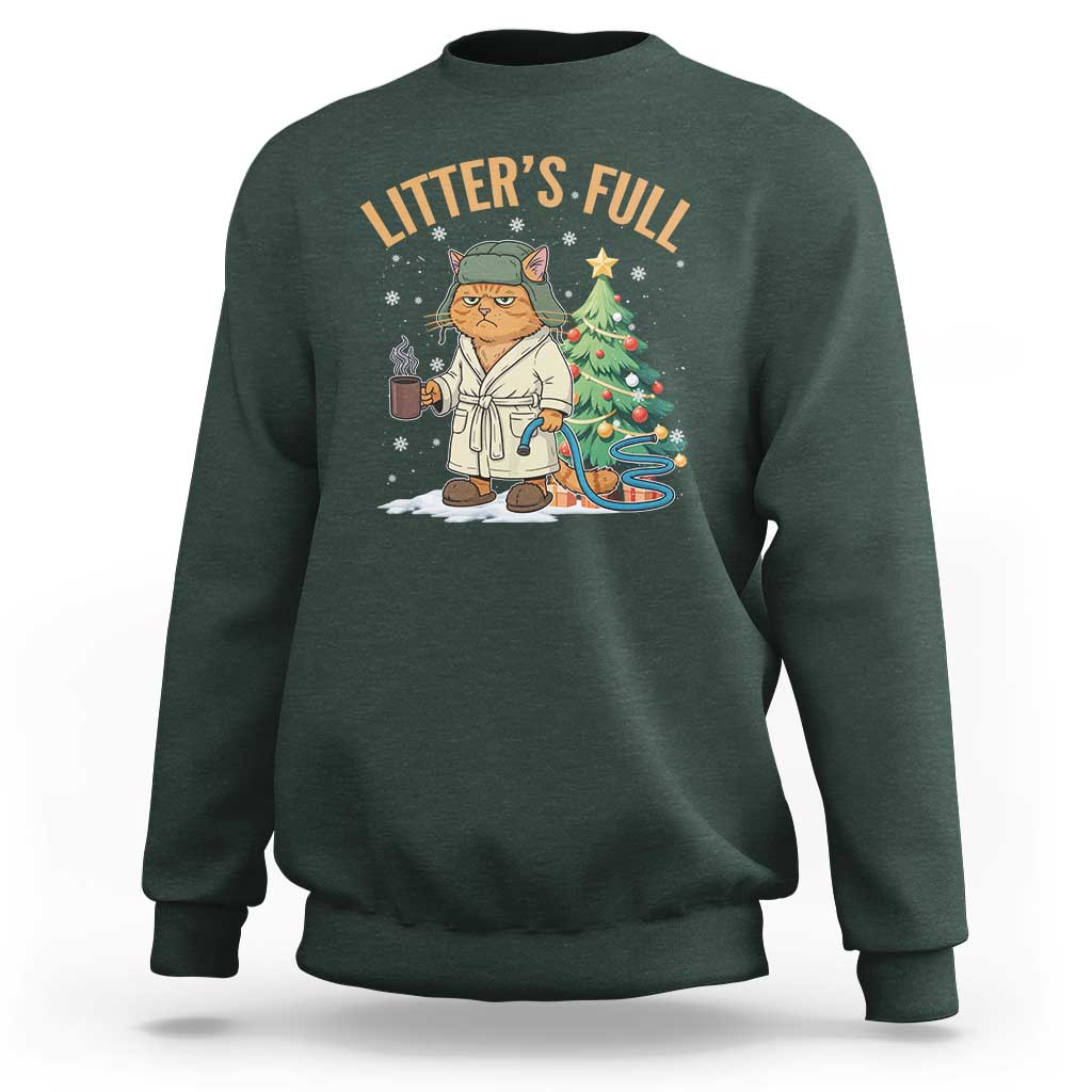 Funny Christmas Vacation Movie Litter's Full Cat Sweatshirt Xmas Tree - Wonder Print Shop