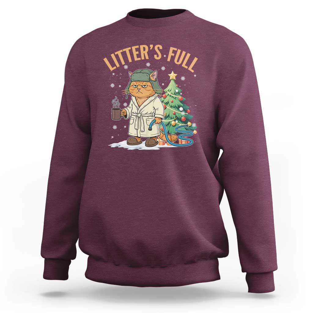 Funny Christmas Vacation Movie Litter's Full Cat Sweatshirt Xmas Tree - Wonder Print Shop