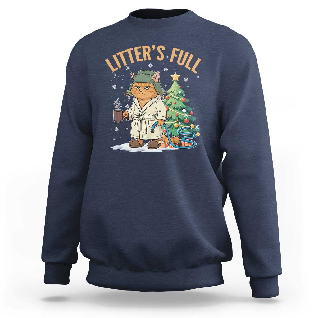 Funny Christmas Vacation Movie Litter's Full Cat Sweatshirt Xmas Tree - Wonder Print Shop