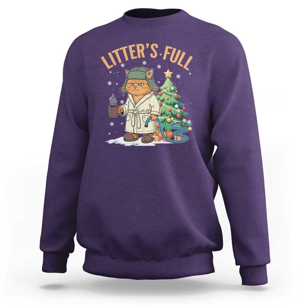Funny Christmas Vacation Movie Litter's Full Cat Sweatshirt Xmas Tree - Wonder Print Shop
