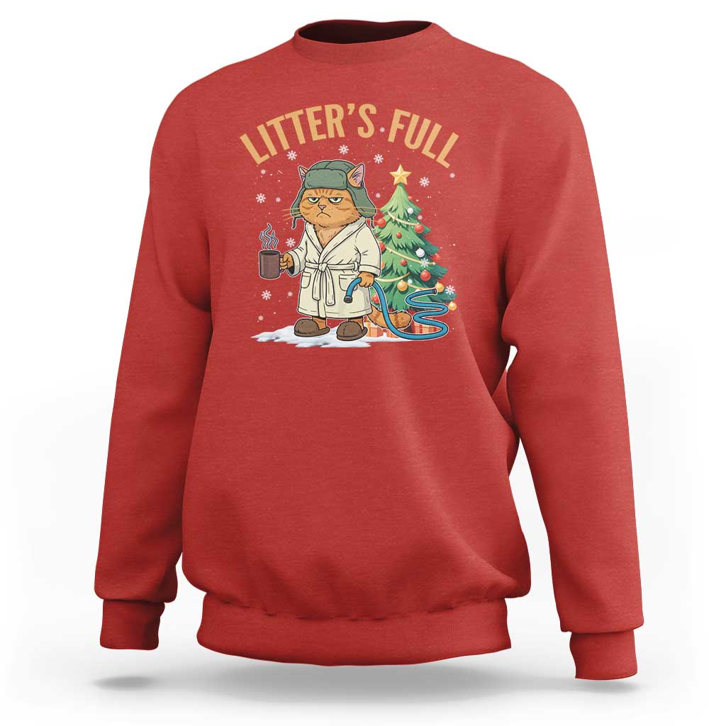 Funny Christmas Vacation Movie Litter's Full Cat Sweatshirt Xmas Tree - Wonder Print Shop