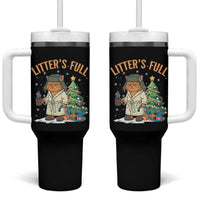 Funny Christmas Vacation Movie Litter's Full Cat Tumbler With Handle Xmas Tree - Wonder Print Shop