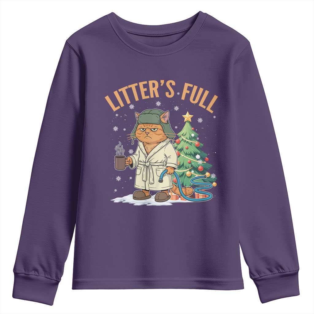 Funny Christmas Vacation Movie Litter's Full Cat Youth Sweatshirt Xmas Tree - Wonder Print Shop