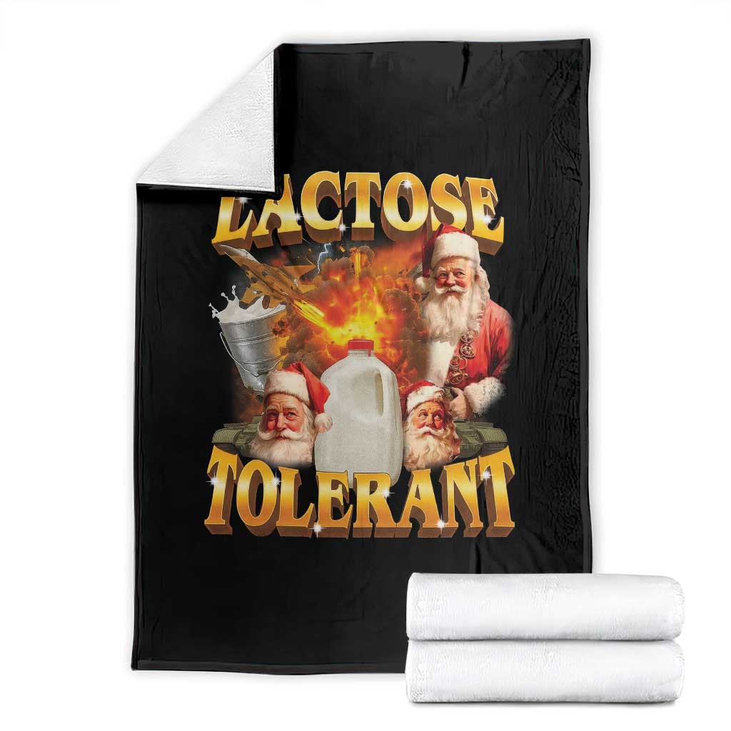Funny Christmas Santa Lactose Tolerant Throw Blanket Xmas Tummy Ironic Sarcastic Meme - Wonder Print Shop