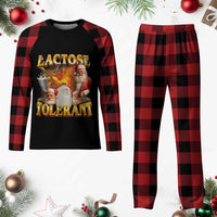 Funny Christmas Santa Lactose Tolerant Plaid Pajama Set Xmas Tummy Ironic Sarcastic Meme - Wonder Print Shop